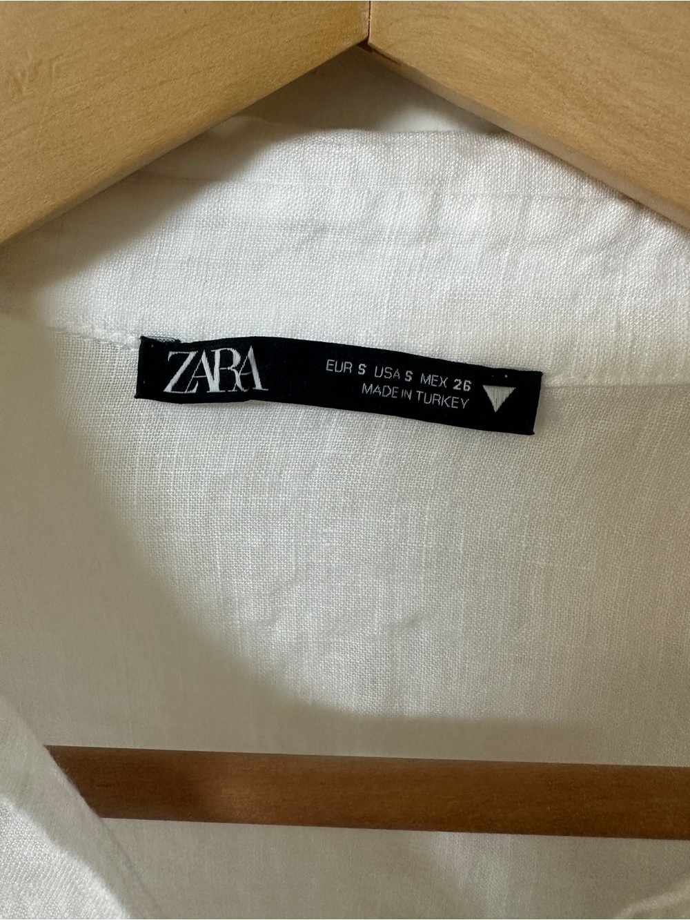 Zara White Linen Draped Collar Button-Down Blouse - Picture 2 of 8